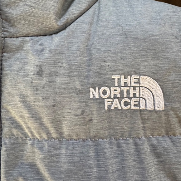 LIGHT GREY NORTH FACE 550 YOUTH  puffer COAT - Picture 3 of 13